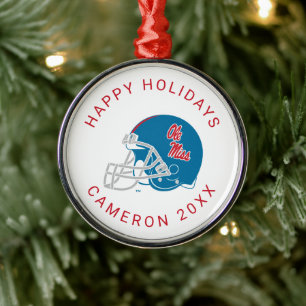 Ole Miss Football helm   Lichtblauw Metalen Ornament
