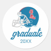 Ole Miss Football helm | Lichtblauw Ronde Sticker (Voorkant)