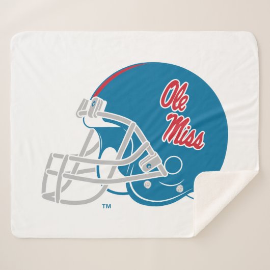 Ole Miss Football helm | Lichtblauw Sherpa Deken (Voorkant (horizontaal))