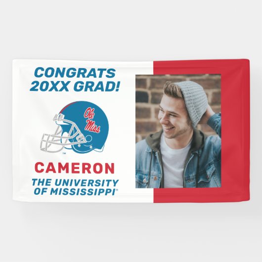 Ole Miss Football helm | Lichtblauw Spandoek (Horizontaal)