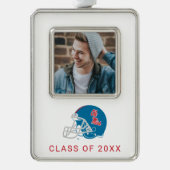 Ole Miss Football helm | Lichtblauw Verzilverd Omlijst Ornament (Voorkant)