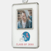 Ole Miss Football helm | Lichtblauw Verzilverd Omlijst Ornament (Links)