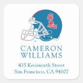 Ole Miss Football helm | Lichtblauw Vierkante Sticker (Voorkant)