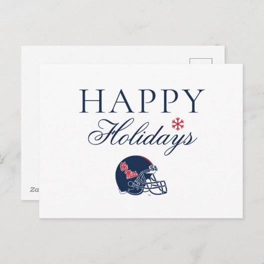Ole Miss Voetbalhelm | Donkerblauw Feestdagenkaart (Voorkant / Achterkant)