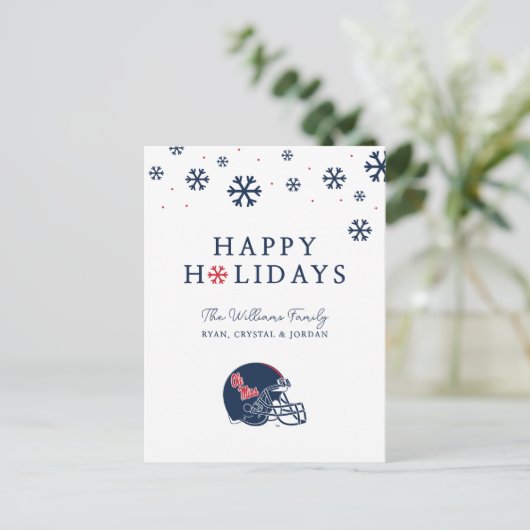 Ole Miss Voetbalhelm | Donkerblauw Feestdagenkaart (Staand voorkant)