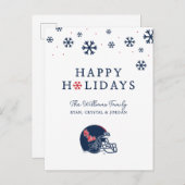 Ole Miss Voetbalhelm | Donkerblauw Feestdagenkaart (Voorkant / Achterkant)