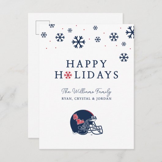 Ole Miss Voetbalhelm | Donkerblauw Feestdagenkaart (Voorkant / Achterkant)