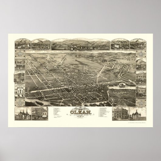 Olean, NY Panoramic Map - 1882 Poster (Voorkant)