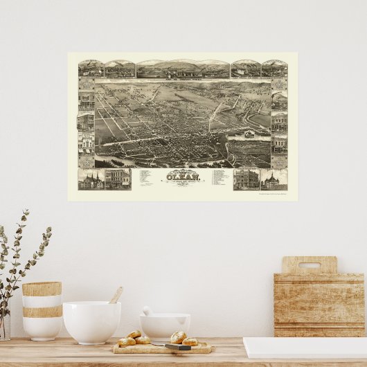 Olean, NY Panoramic Map - 1882 Poster (Keuken)