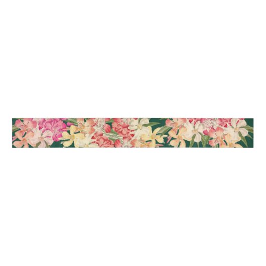 Oleander Floral Flowers Tropical Ribbon Grosgrain Lint (Voorkant)