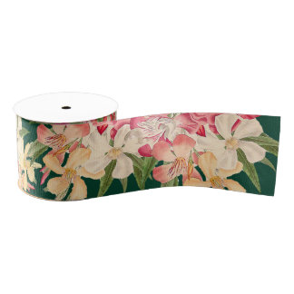 Oleander Floral Flowers Tropical Ribbon Grosgrain Lint