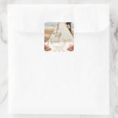 Oleander op Beach Photo Weddenschap Vierkante Sticker (Tas)