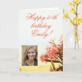 Oleander Oranje Flower Floral Foto 50th Birthday Kaart (Gele Bloem)