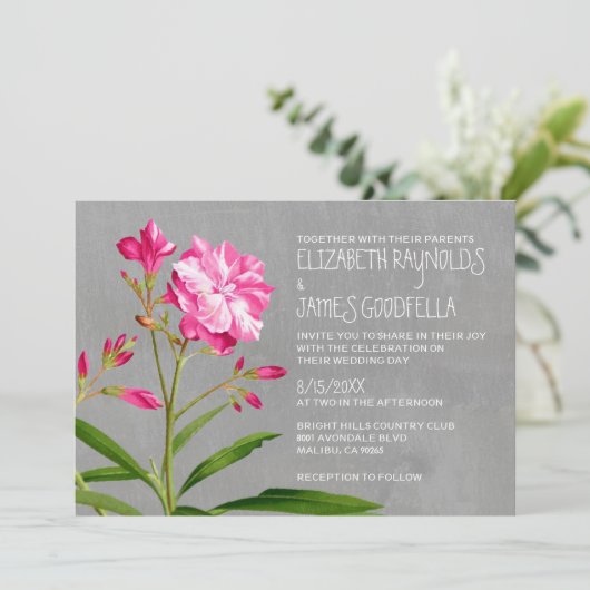 Oleander Wedding Invitations Kaart (Staand voorkant)