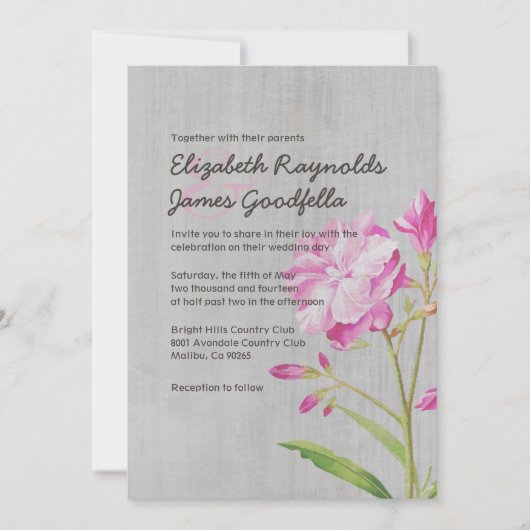 Oleander Wedding-uitnodigingen Kaart (Voorkant)