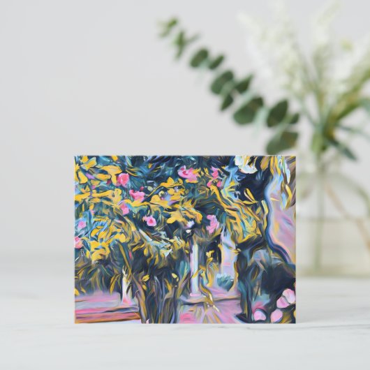 Oleanderbomen, binnenplaats briefkaart (Staand voorkant)