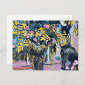 Oleanderbomen, binnenplaats briefkaart (Voorkant / Achterkant)