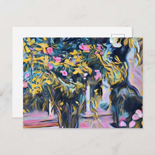 Oleanderbomen, binnenplaats briefkaart (Voorkant / Achterkant)