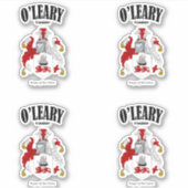 O'Leary Crest Ierse vertaling & betekenis (x4) Sticker (Voorkant)