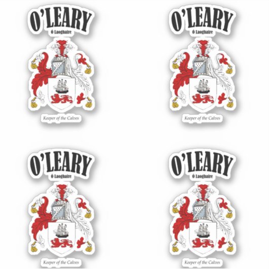 O'Leary Crest Ierse vertaling & betekenis (x4) Sticker (Voorkant)