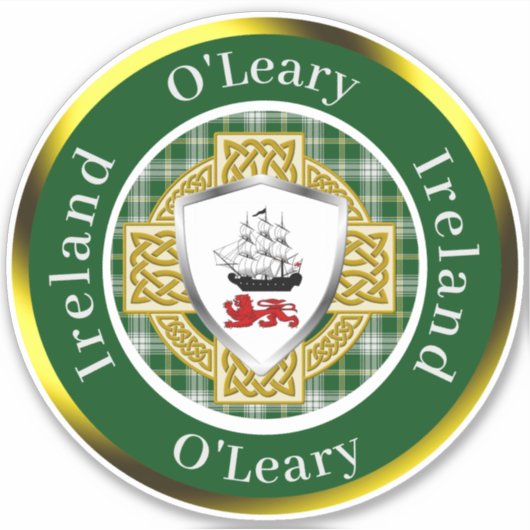 O'Leary Ierse Schild/Celtisch Kruis Persoonlijk Sticker (Voorkant)