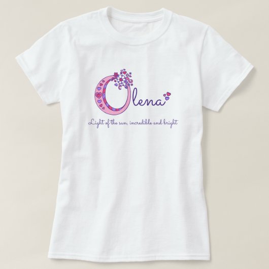 Olena girl O naam betekent monogram shirt (Design voorkant)