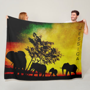 Olephants African Colorful Sunset  Fleece Deken