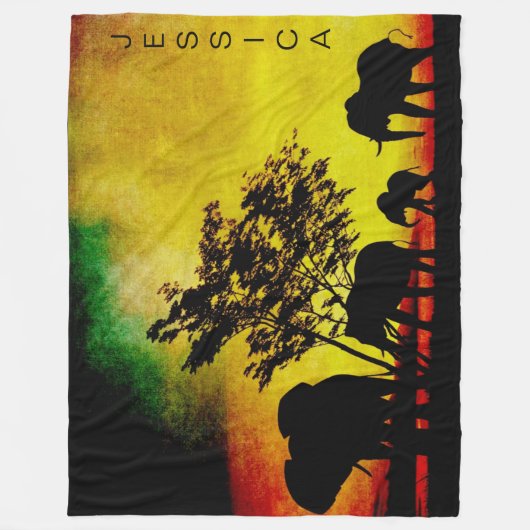 Olephants African Colorful Sunset  Fleece Deken (Voorkant)