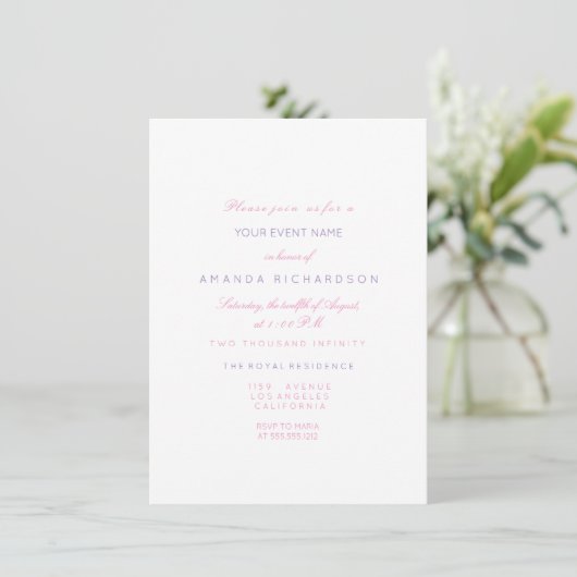 Olephants Roze Pastel Blue Baby shower Silver Kaart (Staand voorkant)