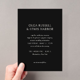 Olga Black Moderne bruiloft Acryl Uitnodigingen