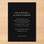 Olga Black Moderne bruiloft Acryl Uitnodigingen (Voorkant)