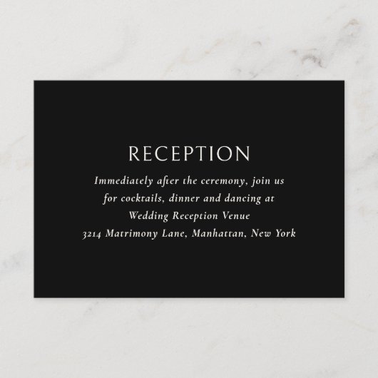 Olga Black Moderne bruiloft Informatiekaartje (Voorkant)