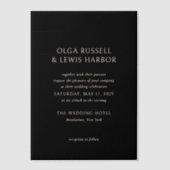 Olga Black Moderne bruiloft Vellum Uitnodigingen (Voorkant)