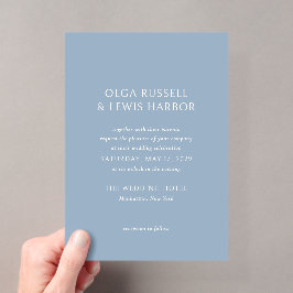 Olga Dusty Blue Modern Wedding Acryl Uitnodigingen