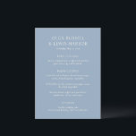 Olga Dusty Blue Modern Wedding Menu<br><div class="desc">Moderne huwelijksmenu's met een schoon en eenvoudig ontwerp met gedurfde lettertypen.</div>
