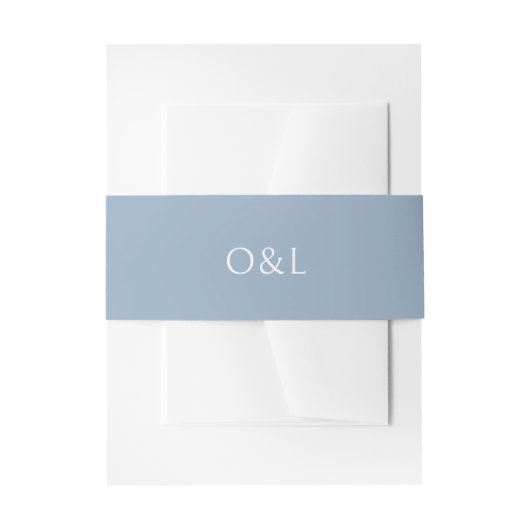 Olga Dusty Blue Modern Wedding Uitnodigingen Wikkel