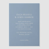 Olga Dusty Blue Modern Wedding Vellum Uitnodigingen (Voorkant)