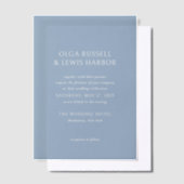 Olga Dusty Blue Modern Wedding Vellum Uitnodigingen (Offset)