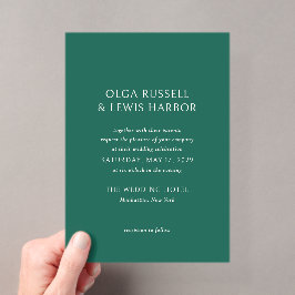 Olga Emerald Green Moderne bruiloft Acryl Uitnodigingen