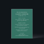 Olga Emerald Green Moderne bruiloft Menu<br><div class="desc">Moderne huwelijksmenu's met een schoon en eenvoudig ontwerp met gedurfde lettertypen.</div>