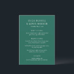 Olga Emerald Green Moderne bruiloft Menu<br><div class="desc">Moderne huwelijksmenu's met een schoon en eenvoudig ontwerp met gedurfde lettertypen.</div>