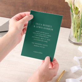 Olga Emerald Green Moderne bruiloft Vellum Uitnodigingen