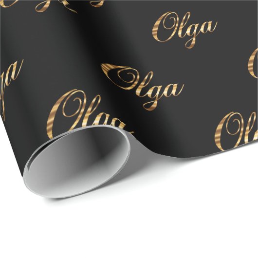 Olga gold Design Lettering Geschenkpapier Cadeaupapier (Rol Hoek)
