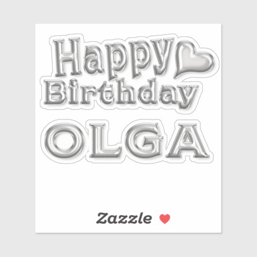 Olga Happy Birthday silver Aufkleber Sticker (Vel)