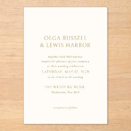 Olga Ivoor en gouden moderne bruiloft Acryl Uitnodigingen