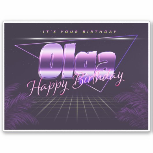 Olga Name Vorname lila retro Sticker Geburtstag (Voorkant)