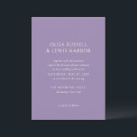 Olga Paarse bruiloft Kaart<br><div class="desc">Moderne huwelijksuitnodigingen met een schoon en eenvoudig ontwerp met gedurfde lettertypen.</div>