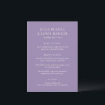 Olga Paarse bruiloft Menu<br><div class="desc">Moderne huwelijksmenu's met een schoon en eenvoudig ontwerp met gedurfde lettertypen.</div>