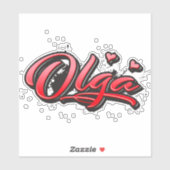 Olga red Heart Graffiti Aufkleber Sticker (Vel)