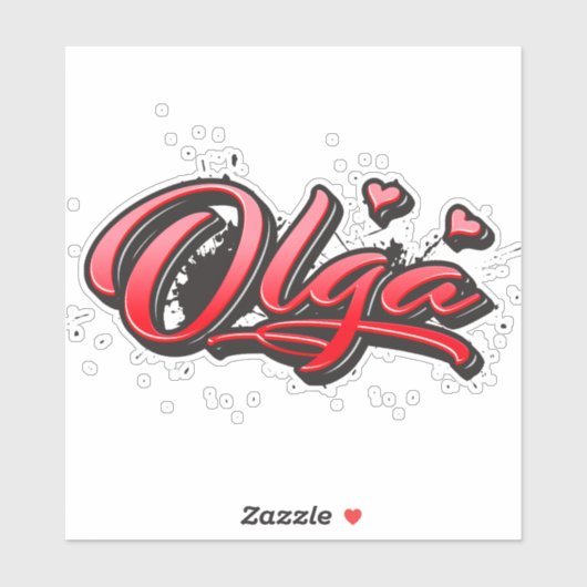 Olga red Heart Graffiti Aufkleber Sticker (Vel)